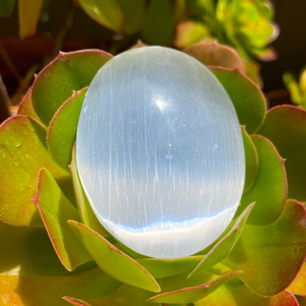 Selenite Palm Stone